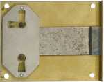 Einlassschloss Messing antik, alt, rechts und links für Möbel, Modell 3756, 71mm Schlossbreite