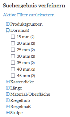 Dornmaß auswählen