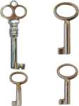 Antike Schlüssel vernickelt oder altverzinnt antik, gebohrt