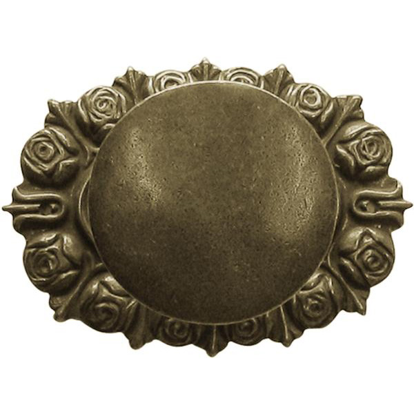 Knopf Ø 32mm, mit Rosette, Messing schön antik patiniert, Rosette mit Knopf und Schraube