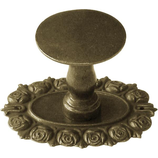 Knopf Ø 32mm, mit Rosette, Messing schön antik patiniert, Rosette mit Knopf und Schraube Bild 2