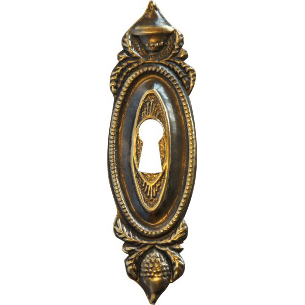 Biedermeier Schlüsselschild, Messing patiniert, alte antike Schilder