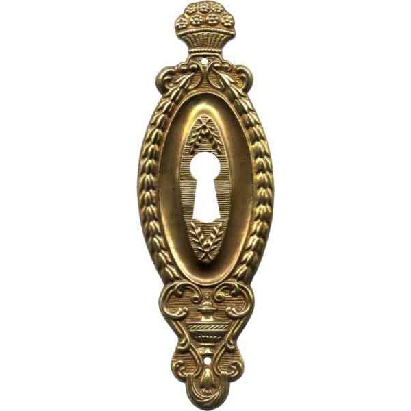 Schlüsselschild antik alt, Messing patiniert, Biedermeier, historische