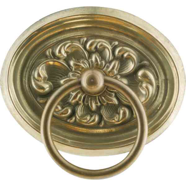 Ringgriff, Messing patiniert, antiker Biedermeier Griff