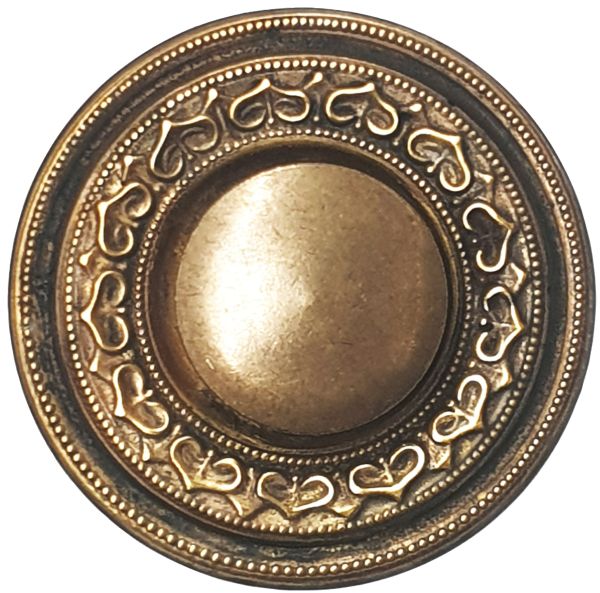 Beschläge historisch, Knopfgriff, Messing patiniert, Rosette mit Knopf und Schraube Bild 2