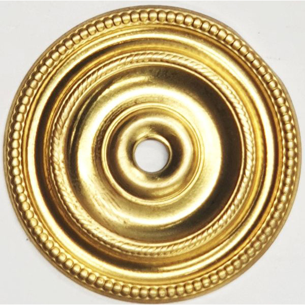 Rosette Biedermeier, 40 mm, Messing roh, antike Rosette zum Kombinieren mit Knopf oder Ring