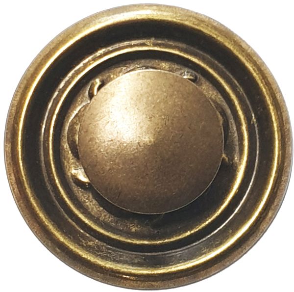 Beschläge historisch, Knopfgriff, Messing patiniert, Rosette mit Knopf und Schraube Bild 2