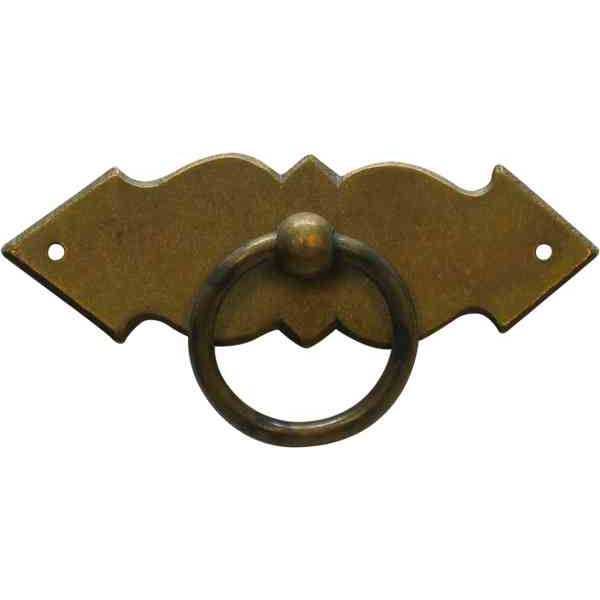 Ringgriff mit Rosette, Messing patiniert, Griff Landhaus