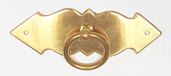 Ringgriff mit Rosette, Messing poliert, Griff Landhaus