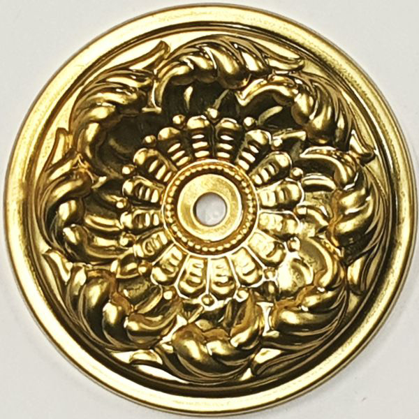 Rosette in Messing roh, antik, rustikal, zum selber mit Ringen oder Knöpfen kombinieren