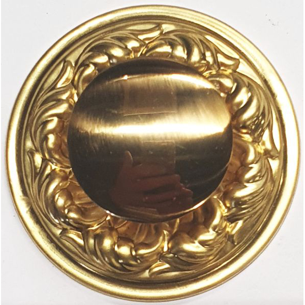 Beschläge historische, Knopfgriffe in Messing roh, Rosette mit Knopf und Schraube Bild 2