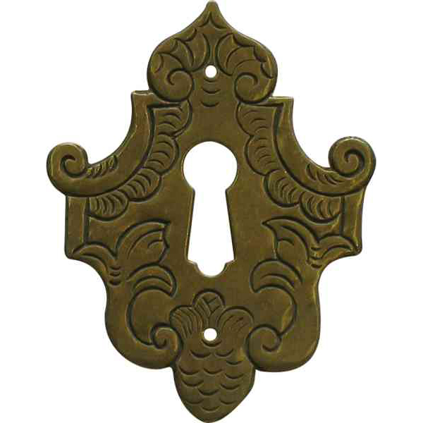 Schlüsselschild, Messing antik patiniert. Handgefertigt aus Blech, rustikaler Möbelbeschlag