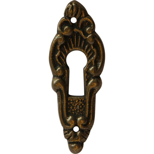 Kleines schmales Schlüsselschild, Messing antik patiniert