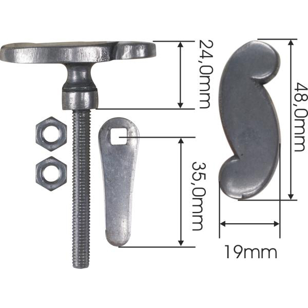 Schließgriff, Verschlussgriff, Eisen blank. Türverschluss aus Eisen gegossen. Bild 3