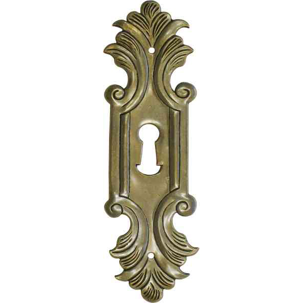 Schlüsselschild, Messing patiniert, Zierbeschläge alt für antike Möbel. Handgefertigt aus Blech.
