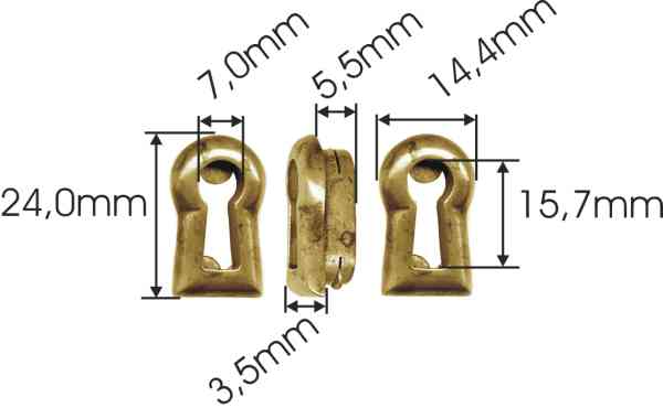 Schlüsselbuchse Schlüssellochblende Messing dunkel brüniert H. 18 mm Antik 