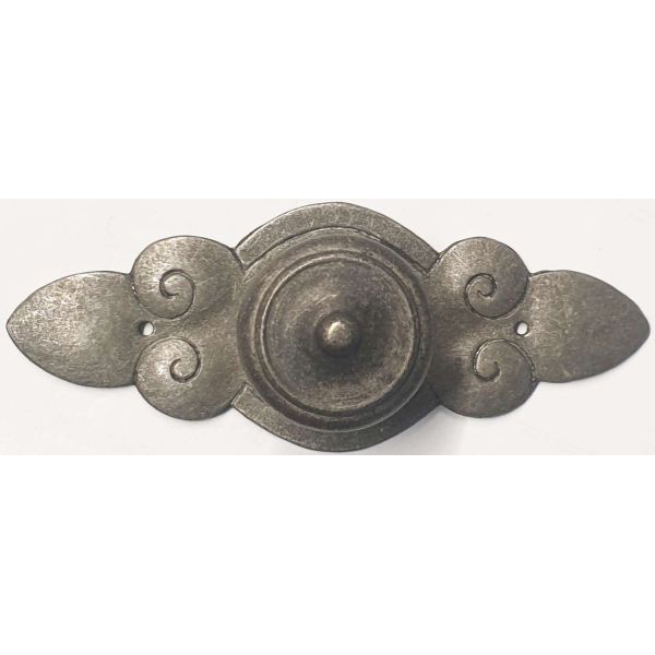Möbelknopf antik, alt, Ø 25mm, mit Rosette, Eisen altverzinnt Bild 2