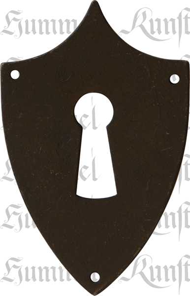 Schlüsselschild alt, Eisen gerostet und gewachst. Aus Blech gestanzt und geprägt. Wappen antik