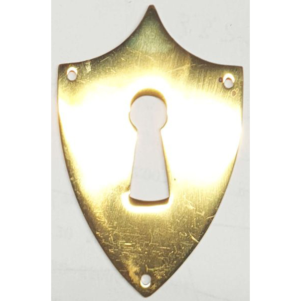 Schlüsselschild historisch, Messing poliert. Aus Blech gestanzt und geprägt. Wappen antik
