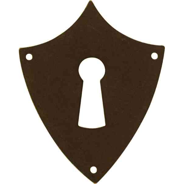 Schlüsselschild historisch, Eisen gerostet und gewachst. Aus Blech gestanzt und geprägt. Wappen antik