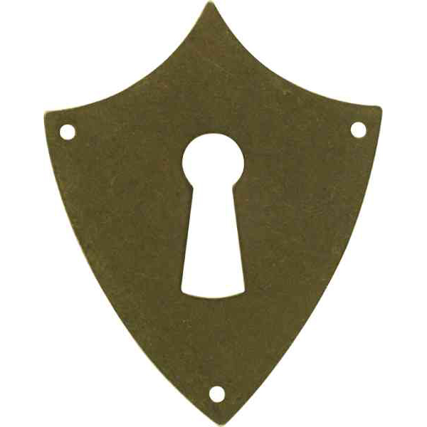 Schlüsselschild nostalgisch, Messing patiniert. Aus Blech gestanzt und geprägt. Wappen antik