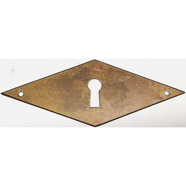Schlüsselschild, Raute Messing patiniert, Biedermeier Raute quer, mit Loch B und Fase