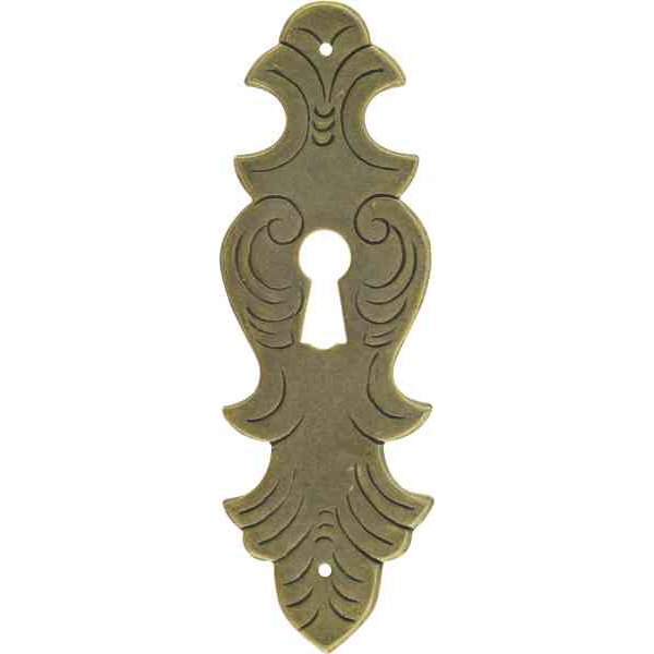 Schlüsselschild, Messing geprägt, patiniert, altes antikes Schild