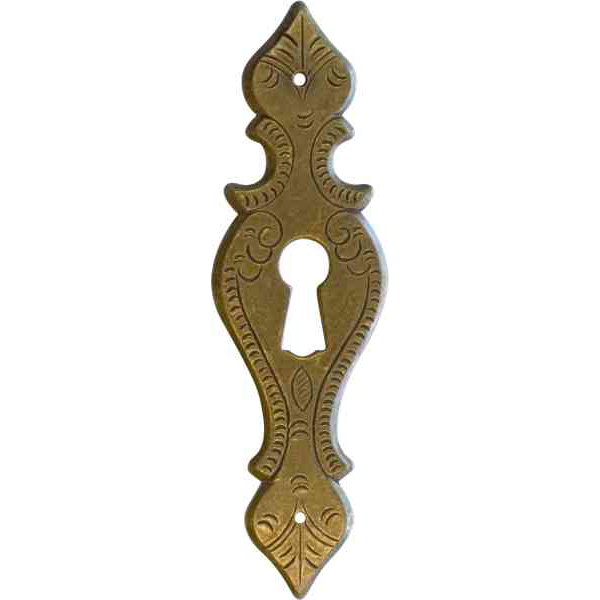 Schlüsselschild, gestanztes Messing patiniert, altes antikes Schild