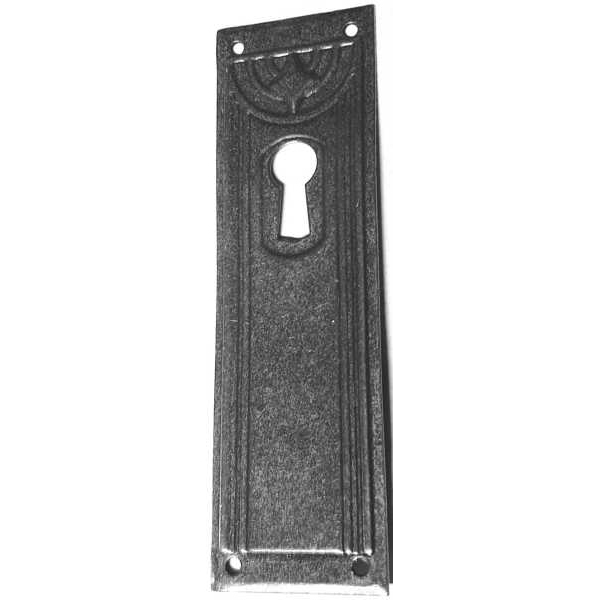 Schlüsselschild in Messing altverzinnt, Beschläge des Jugendstil, historisch