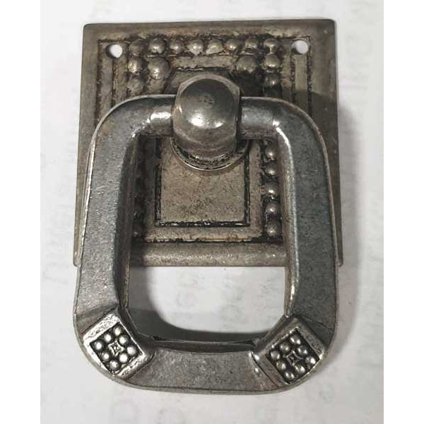 Ringgriff, rustikal, altverzinnt, Möbelbeschläge Jugendstil, antike Möbelgriffe Messing