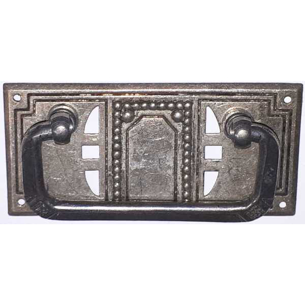 Antik Möbelgriffe Messing antik, Griffbeschlag ohne Schlüsselloch in altverzinnt, Möbelbeschläge Jugendstil