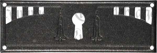 Schlüsselschild, altverzinnt, Jugendstil, altes antikes Schild