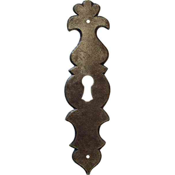 Schlüsselschild, Eisen gerostet und gewachst, antikes Schrankschild bäuerlich