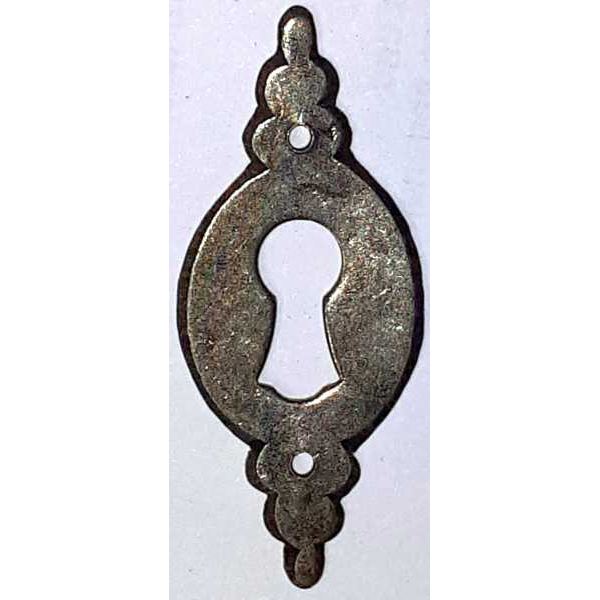 Schlüsselschild, Eisen altverzinnt, Schild für alte Möbel rustikal