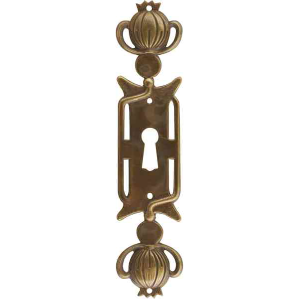 Schlüsselschild, Messing patiniert, floraler Jugendstil, altes antikes Schild