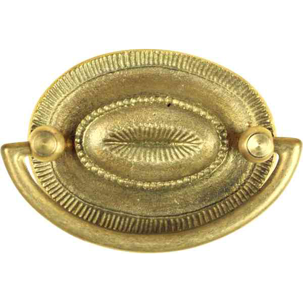 Griffbeschlag ohne Schlüsselloch, Messing roh, Biedermeier Griff oval