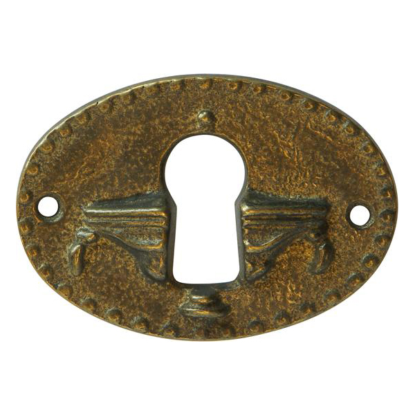 Schlüsselschild, Messing patiniert, historisches Modell, antik