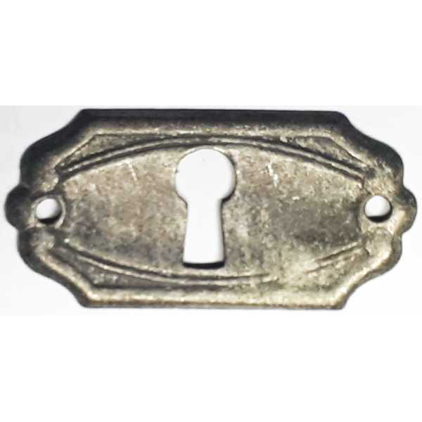 Schlüsselschild, Messing altverzinnt, Jugendstil Schrankschild, alt