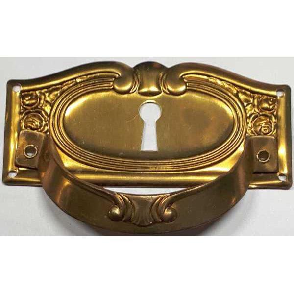 Griff, Messing roh, Jugendstil, vernieteter Griff Beschlag mit Schlüsselloch, nur noch 1 Stück verfügbar!