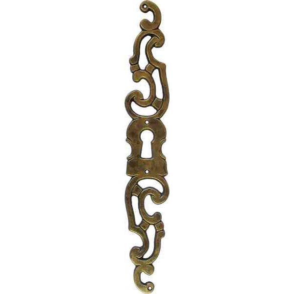 Schlüsselschild antik, alt in altvermessingt, altes antikes Schild