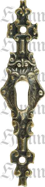 Schlüsselschild, Messing patiniert, Löwe, altes antikes Schild