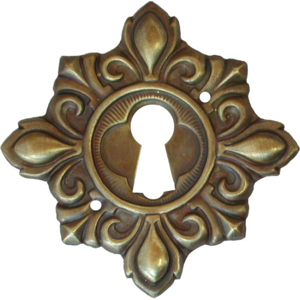Schlüsselschild, Messing gestanzt, geprägt und schön antik patiniert