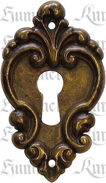 Schlüsselschild, altvermessingt, Barockschild, altes antikes Schild
