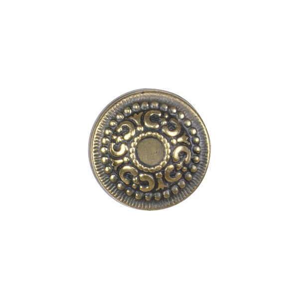 Messingknopf antik Gründerzeit, Ø 21mm Möbelknopf mit Rosette aus Messing patiniert.