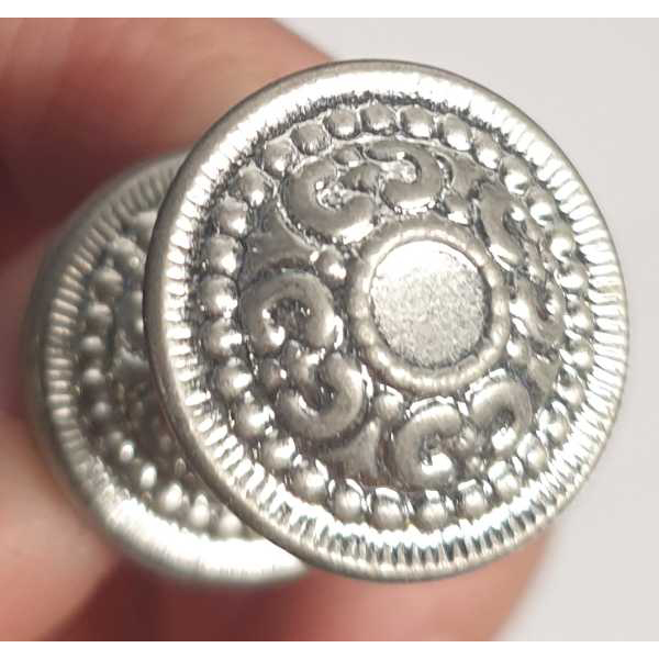 Messingknopf antik Gründerzeit, Ø 21mm Möbelknopf mit Rosette hell verzinnt.
