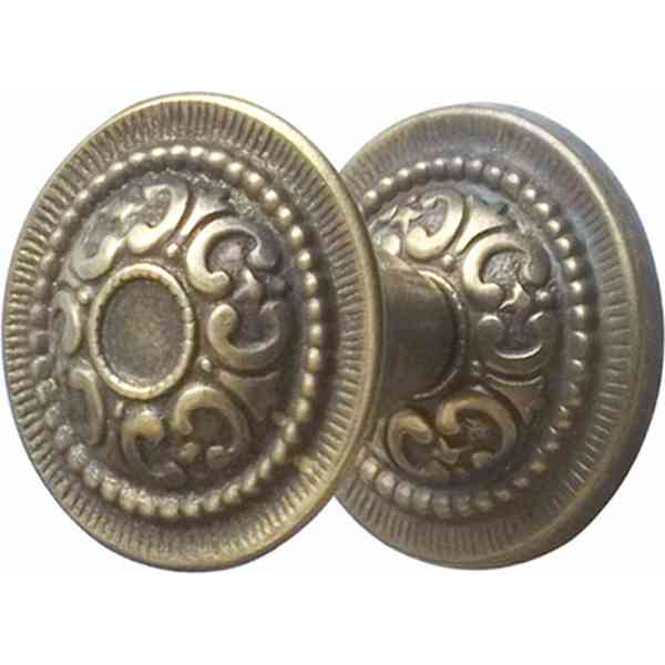 Messingknopf alt Gründerzeit, Möbelknopf Ø 29mm mit einer Rosette, Messing patiniert. Bild 2