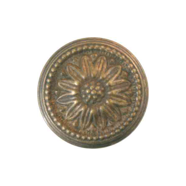 Messingknopf vintage, Ø 31 mm, Möbelknopf aus Messing patiniert.