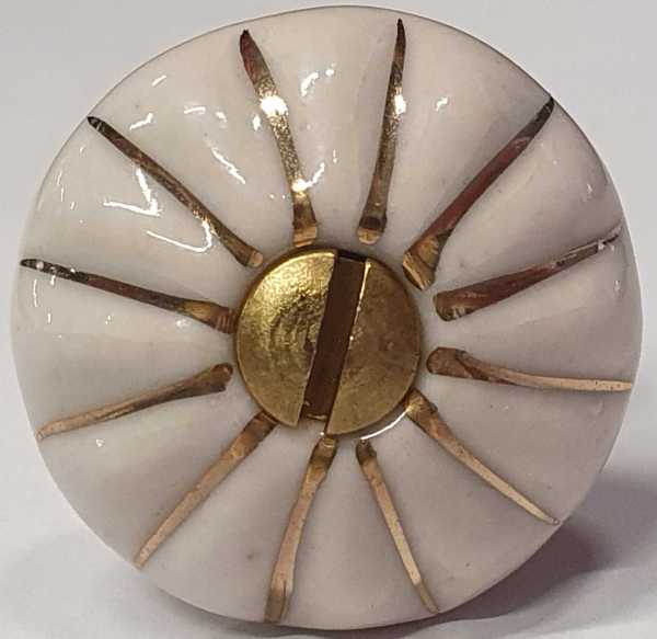 Porzellanknöpfe für Schrank oder Schubladen, Möbel, Ø 25mm, altweiß mit Goldstreifen, Möbelknopf Keramik Bild 2