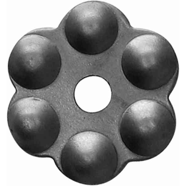 Rosette, Eisen altgrau, perfekte antike Oberfläche. Aus Blech gestanzt und geprägt.