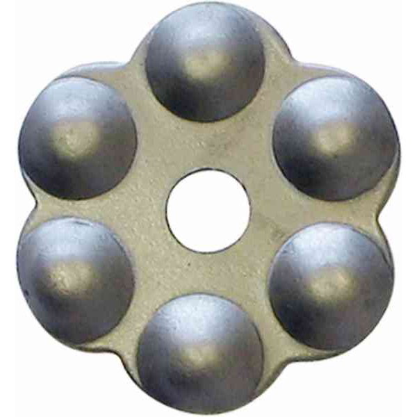 Rosette, Eisen blank. Aus Blech gestanzt und geprägt.